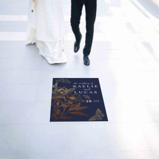 "Golden Blooms Of Love" | Romantic Navy Wedding Floor Decals