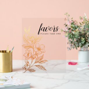 "Golden Blooms Of Love" Wedding Favors Acrylic Sign