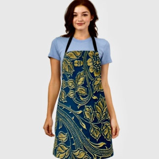 Golden Blossom Elegance  Apron