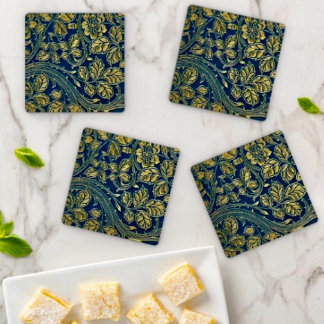 Golden Blossom Elegance Coaster Set