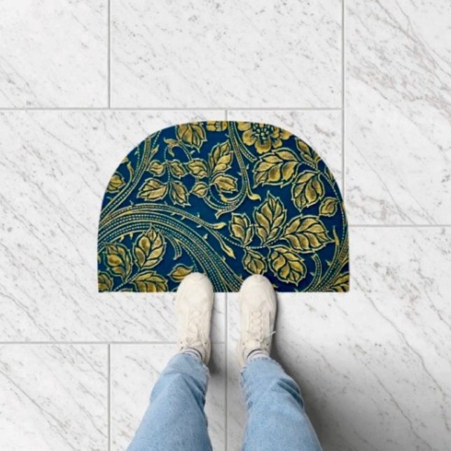 Golden Blossom Elegance Door Mat (Golden Blossom Elegance Door Mat sturdy latex backing non slip. )