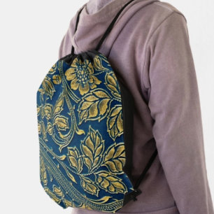 Golden Blossom Elegance Drawstring Backpack