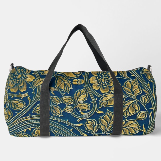 Golden Blossom Elegance Duffle Bag (Front)