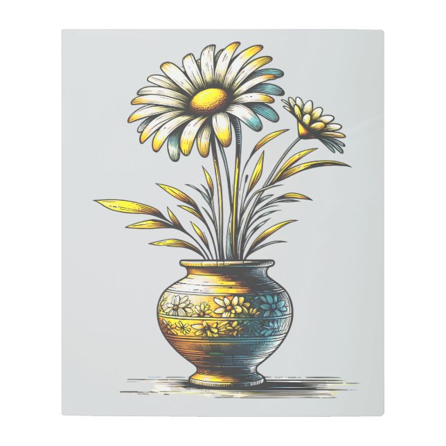 Golden Blossom Elegance Metal Print (Front)