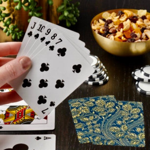 Golden Blossom Elegance Poker Cards
