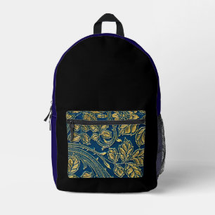 Golden Blossom Elegance  Printed Backpack
