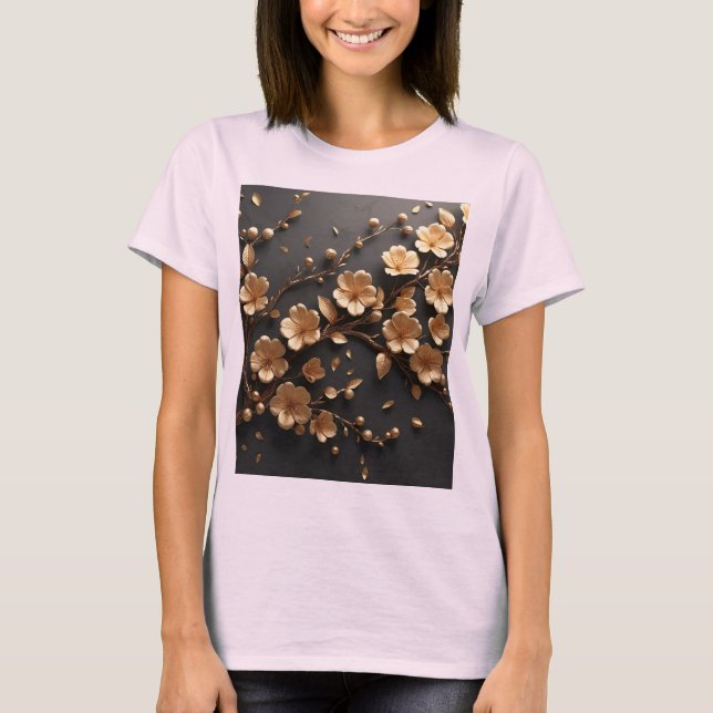 Golden Blossom Elegance T-Shirt (Front)
