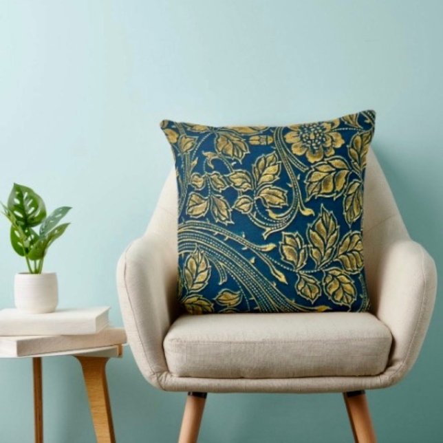 Golden Blossom Elegance Throw Pillow (Cozy throw pillow that reminds Mom she’s loved—perfect Mother’s Day home accent.)
