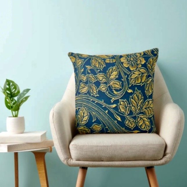 Golden Blossom Elegance Throw Pillow (Creator Uploaded)