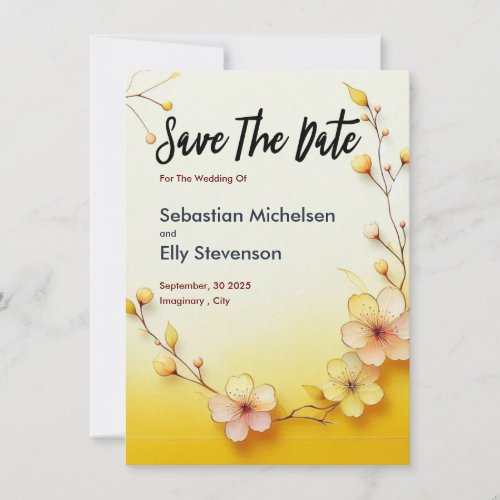 Golden Blossom Save The Date Card