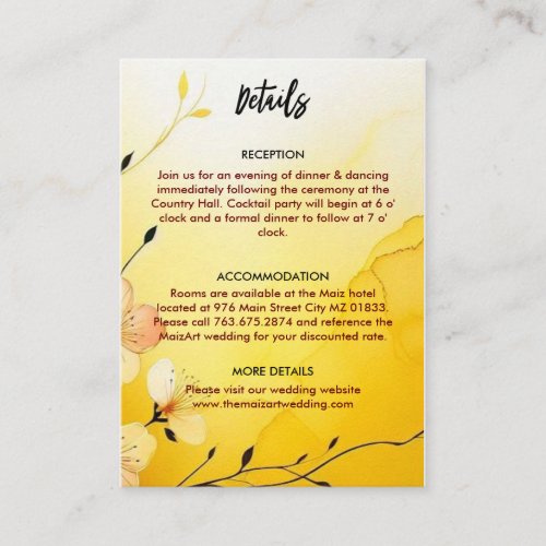 Golden Blossom Wedding Enclosure Card