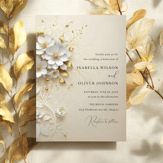 Golden Blossom Wedding Invitation