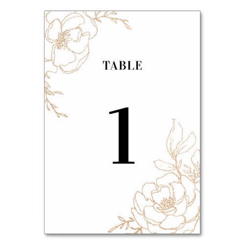 Golden Blossoms Floral Wedding Design Table Number