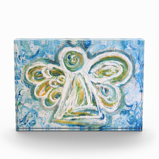 Golden Blue Angel Art Custom Paperweights Acrylic Award (Front)