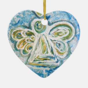 Golden Blue Angel Art Gift Ornament