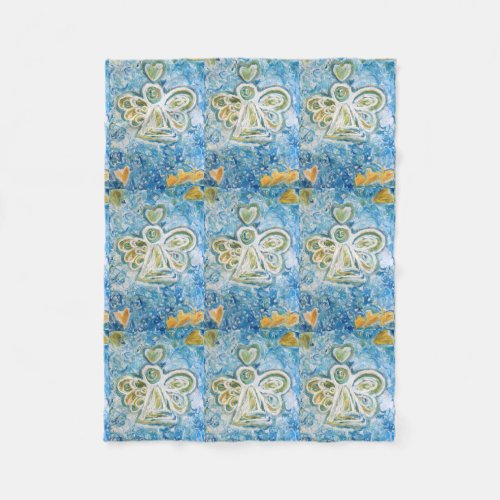 Golden Blue Angel Custom Soft Fleece Blanket