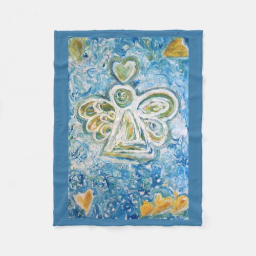 Golden Blue Angel Custom Soft Fleece Blanket