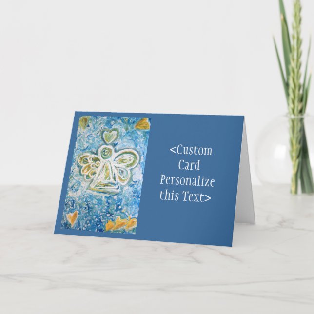 Golden Blue Angel Greeting Card (Front)