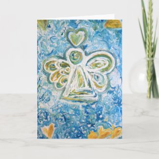 Golden Blue Angel Greeting Card