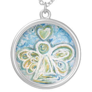 Golden Blue Angel Silver Necklace