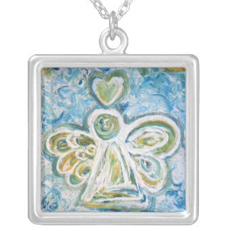 Golden Blue Angel Silver Necklace