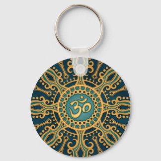 Golden Blue Aum Star Keychain