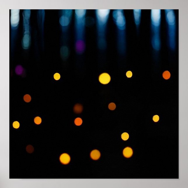 Golden & Blue Bokeh – Abstract Photography Poster (Front)