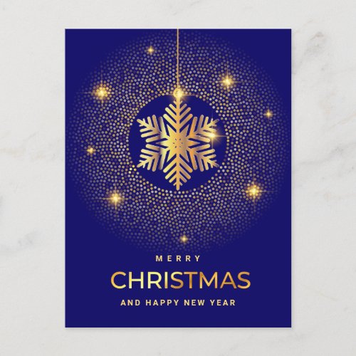 Golden Blue Christmas Ornament Corporate Greeting Holiday Postcard