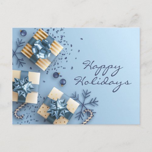 Golden Blue Christmas Ornament Corporate Greeting  Postcard