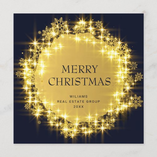 Golden Blue Christmas Stars Corporate Greeting Hol Holiday Card