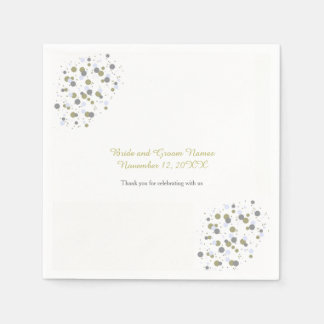 Golden Blue Confetti Dots Paper Napkins