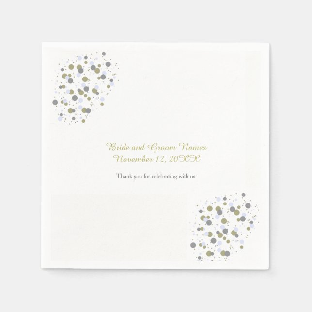 Golden Blue Confetti Dots Paper Napkins (Front)