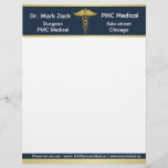 Golden blue customizable doctor  letterhead<br><div class="desc">Edit golden & blue theme letterhead</div>