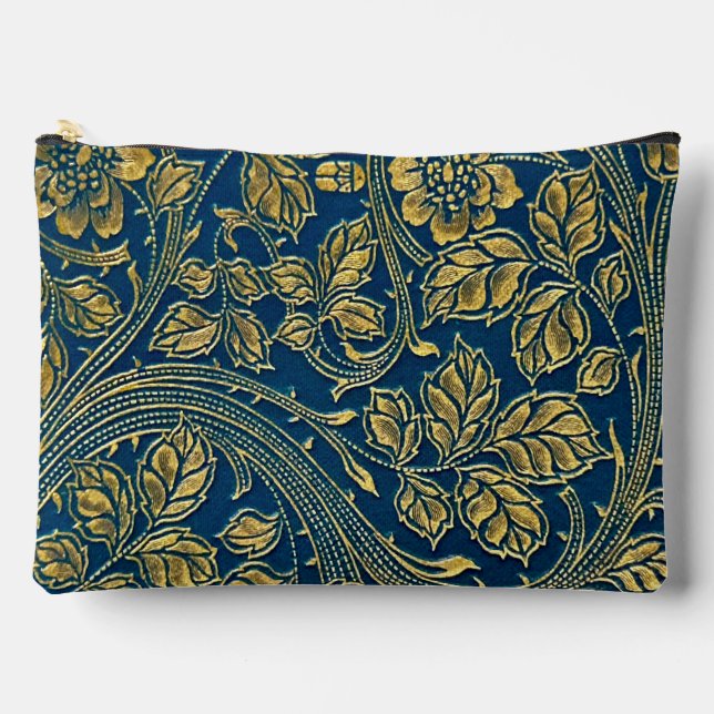 Golden Blue Elegance Accessory Pouch (Front)