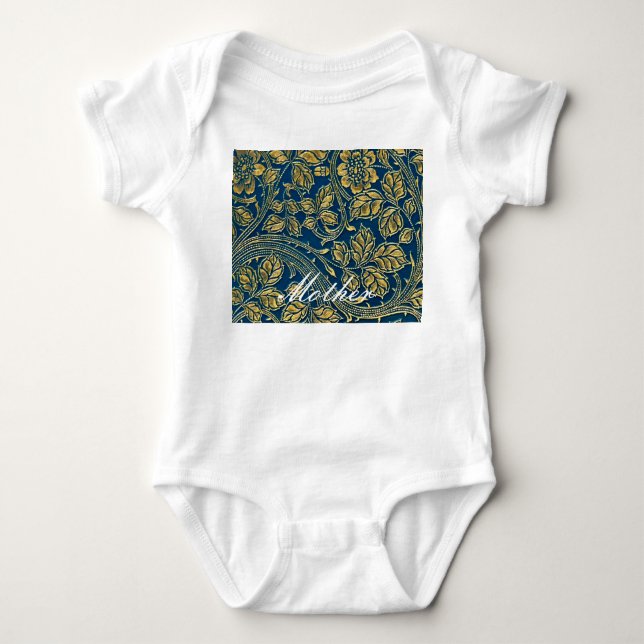 Golden Blue Elegance  Baby Bodysuit (Front)