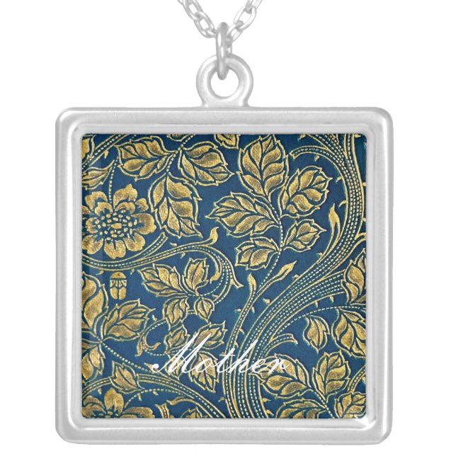 Golden Blue Elegance  Silver Plated Necklace (Front)