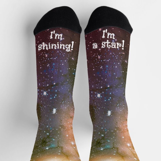 Golden Blue Festive Cosmic Holiday Cheers Socks (Top)