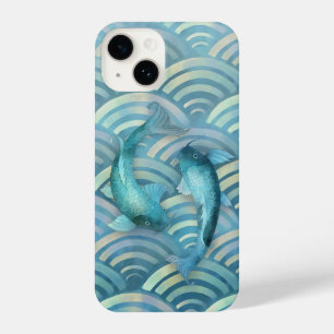 Golden Blue Fish Scales iPhone 14 Case