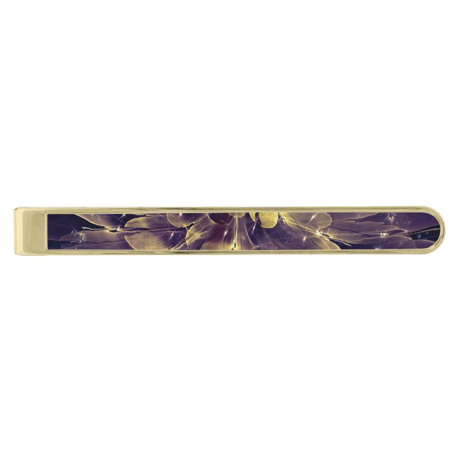 Golden Blue Flower | Custom Tie Bar / Tie Clip (Front)