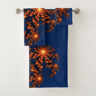 Golden Blue Fractal Have a Nice Day Bath Towel Set