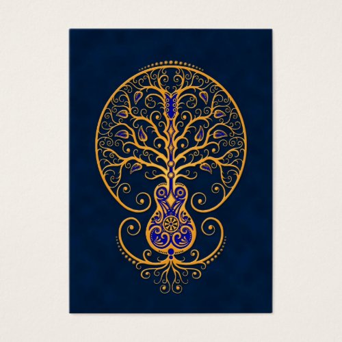 Golden Blue Guitar Tree of Life Business Card