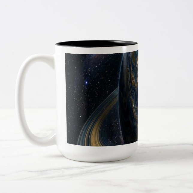 Golden Blue Planet Two-Tone Coffee Mug (Left)