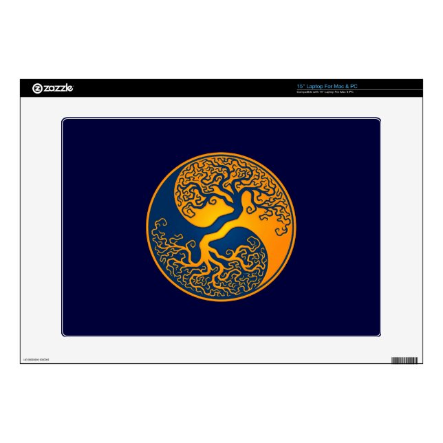 Golden BlueTree of Life Yin Yang Decal For 15" Laptop (Product)