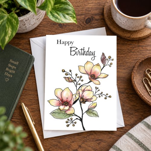 Golden Blush Birthday Card