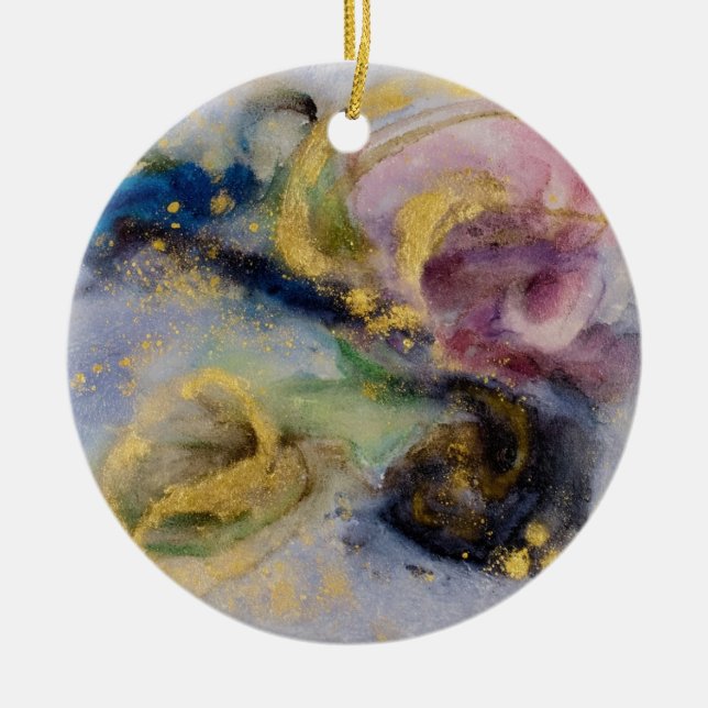 Golden blush dream ceramic ornament (Front)