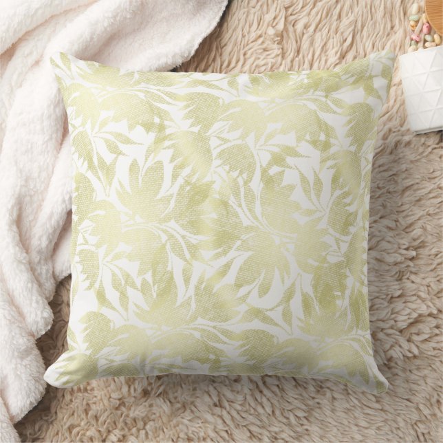 Golden Boho Floral Elegant Pattern Throw Pillow (Blanket)