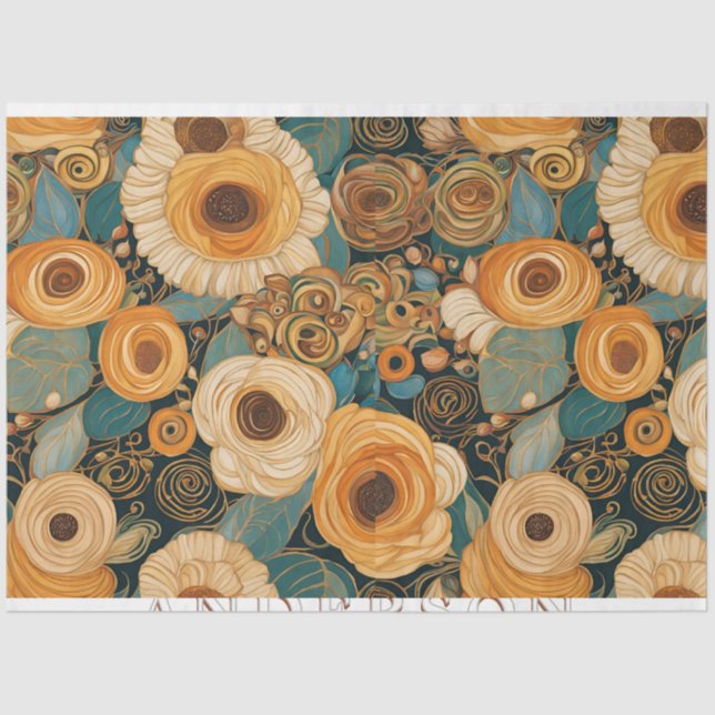 Golden Boho Garden Floral Tissue Paper (Front)