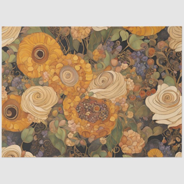 Golden Boho Garden Floral Tissue Paper (Front)