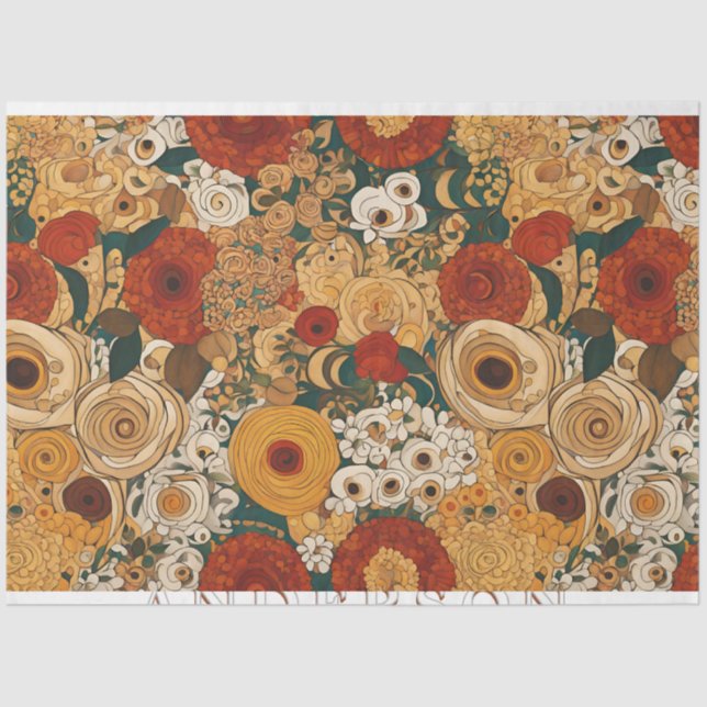 Golden Boho Garden Floral Tissue Paper (Front)