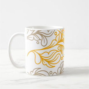 Golden Boho Leaf Design Coffee Mug